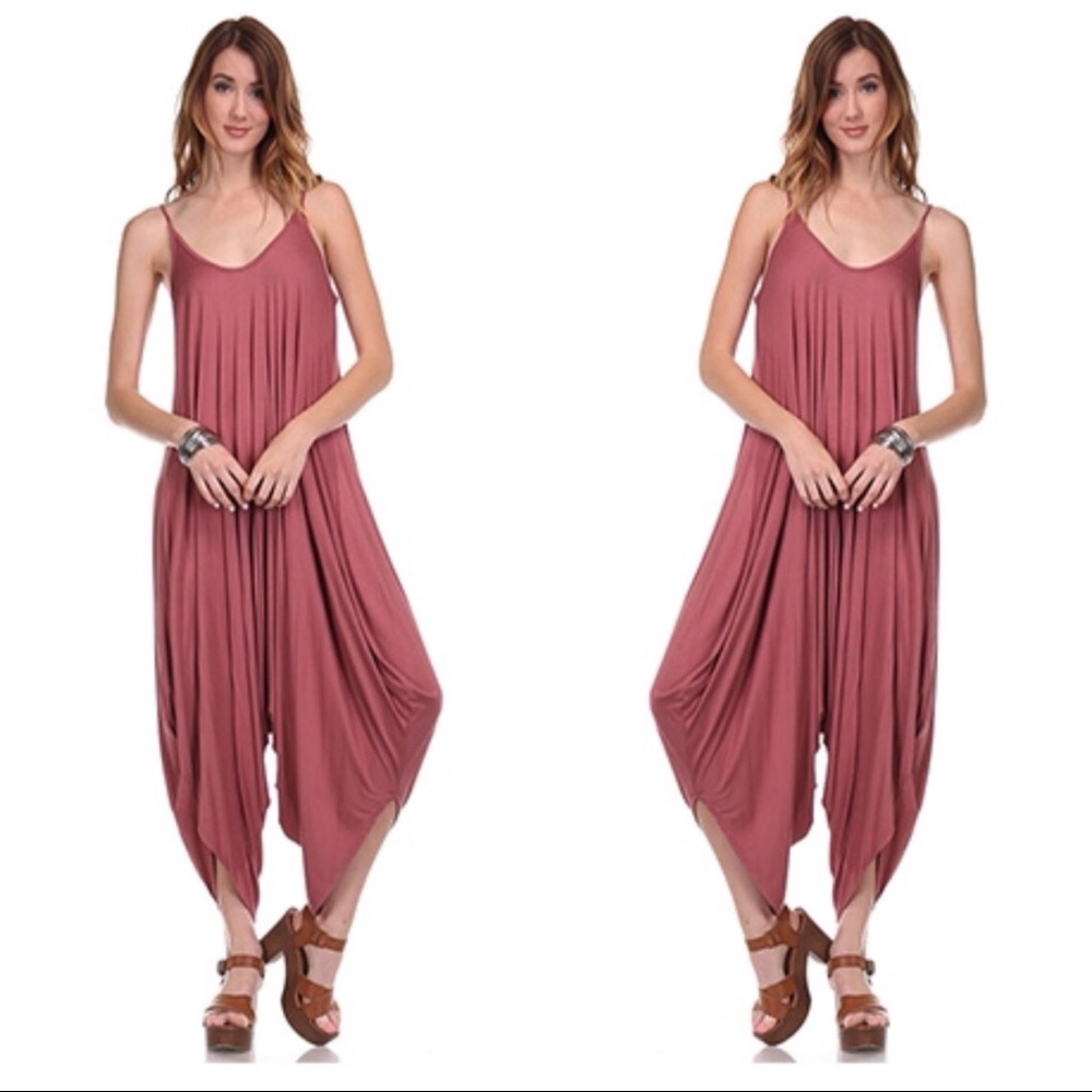 LAST 2 L‼️LESLIE Red Marsala Spaghetti - Jumpsuit